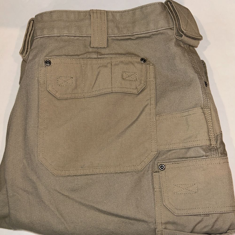 Duluth Trading Men's Fire Hose Standard Fit Cargo‎ Work Pants Khaki 46 x 26